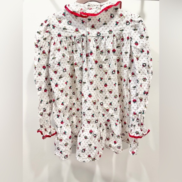 VTG Smocked Toddler Christmas Long Sleeve Dress - Picture 3 of 4